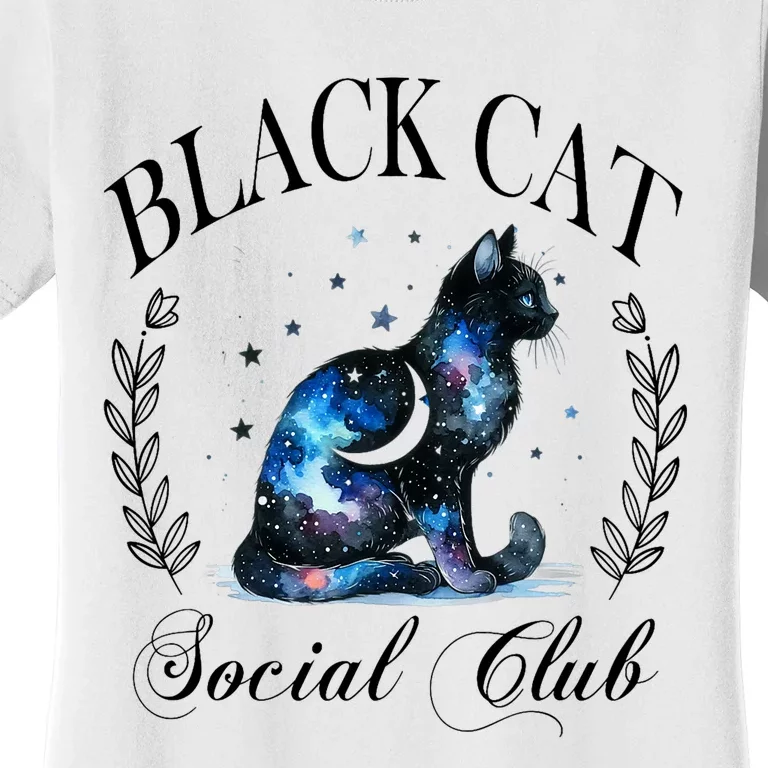 Black Cat Social Club Celestial Cat Halloween Gothic Women Women's T-Shirt