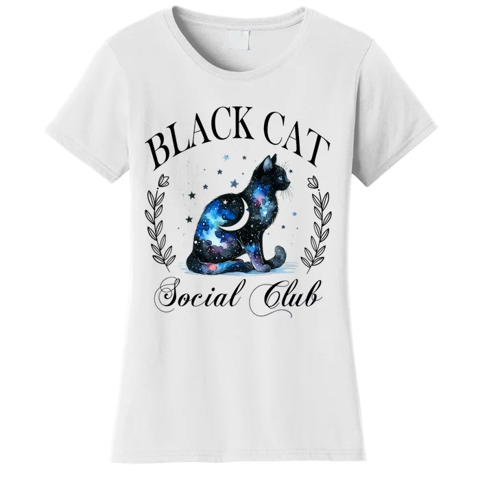 Black Cat Social Club Celestial Cat Halloween Gothic Women Women's T-Shirt