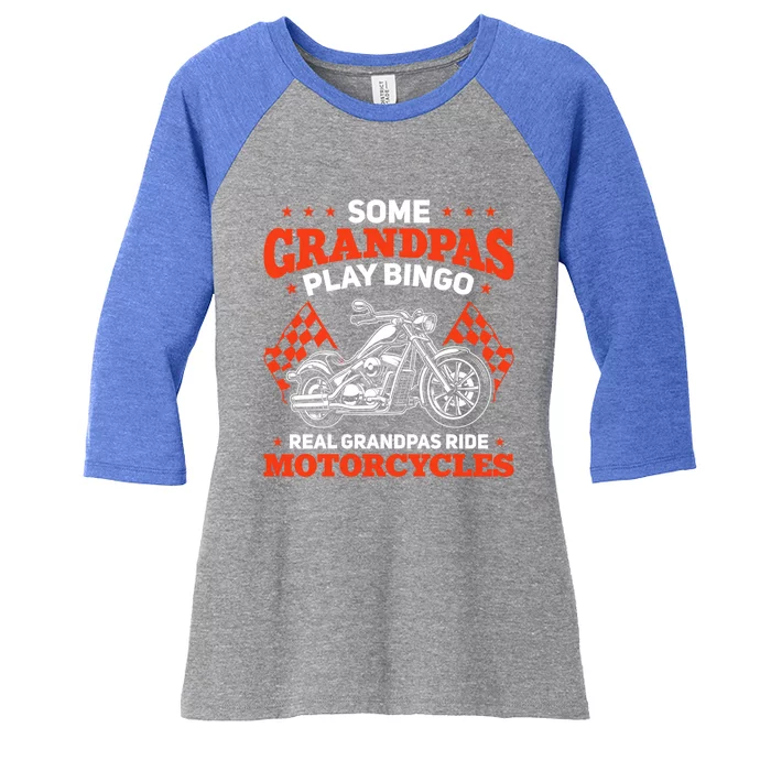 Biker Chopper Street Bike Cool Grandpas Ride Motorcycles Cute Gift Women's Tri-Blend 3/4-Sleeve Raglan Shirt