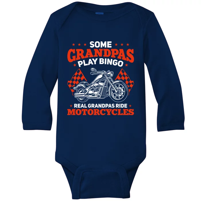 Biker Chopper Street Bike Cool Grandpas Ride Motorcycles Cute Gift Baby Long Sleeve Bodysuit