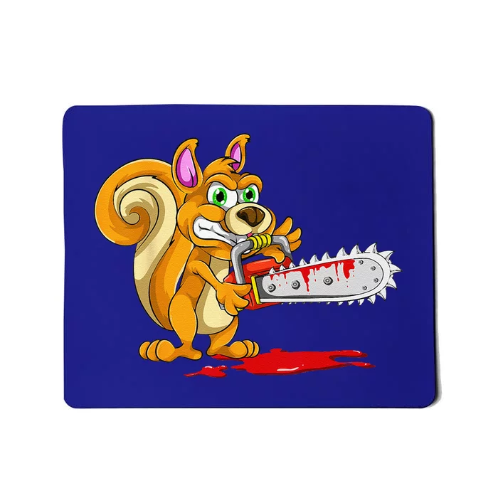 Bloody Chainsaw Spooky Halloween Gift Idea Squirrel Mousepad