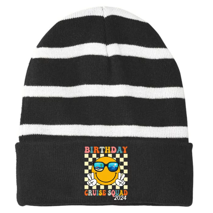 Birthday Cruise Squad 2024 Birthday Cruise Family Matching Striped Beanie with Solid Band