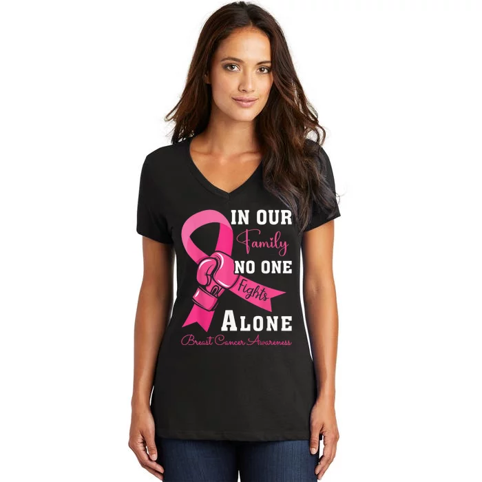 Breast Cancer Support Family Wo Breast Cancer Awareness Women's V-Neck T-Shirt