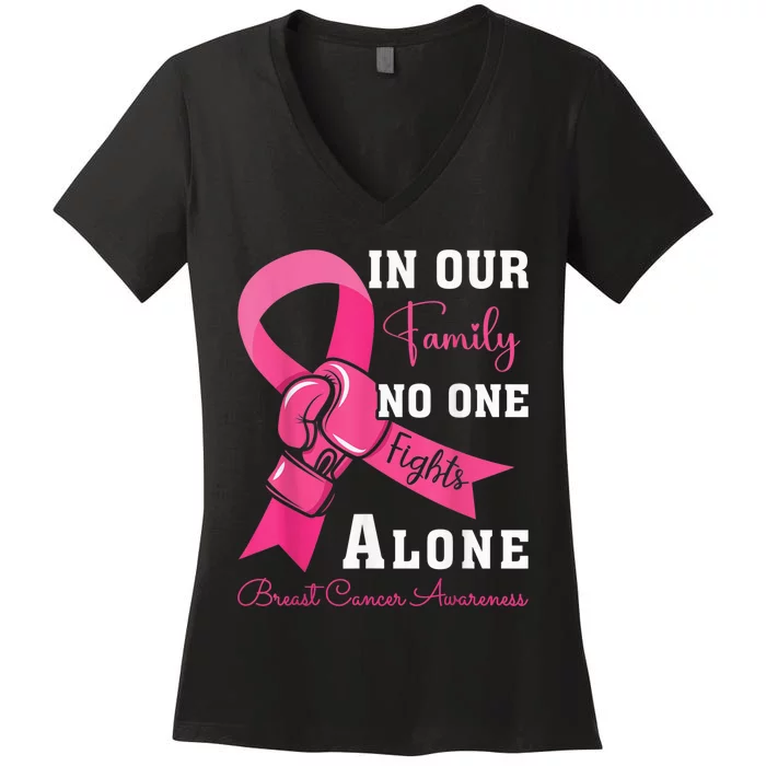 Breast Cancer Support Family Wo Breast Cancer Awareness Women's V-Neck T-Shirt