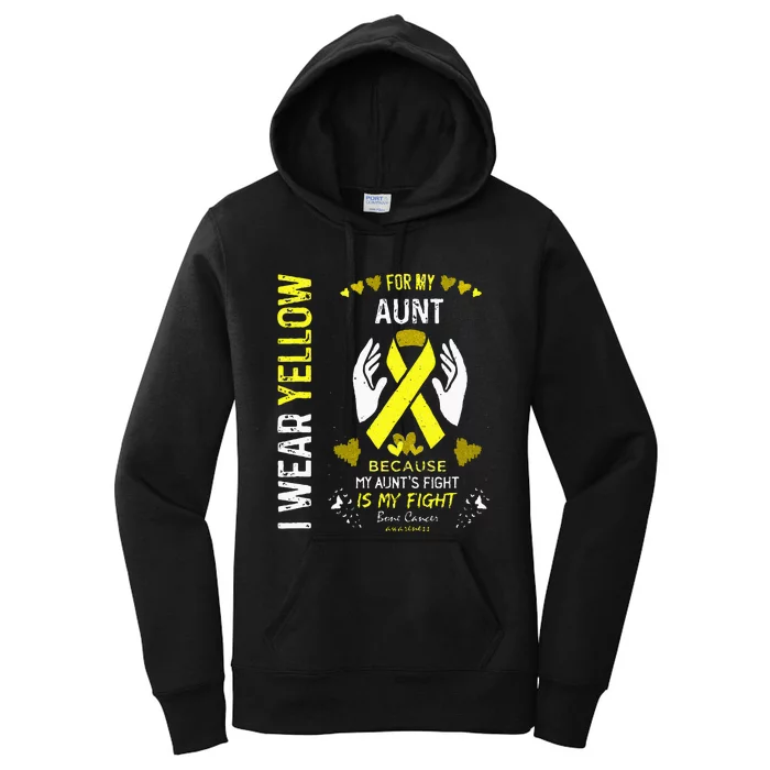 Bone Cancer Survivor Support I Wear Yellow For My Aunt Women's Pullover Hoodie