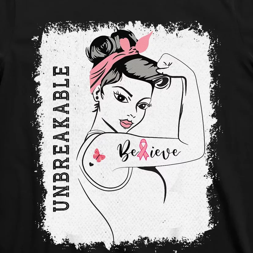 Breast Cancer Survivor October Pink Unbreakable Strong Woman T-Shirt