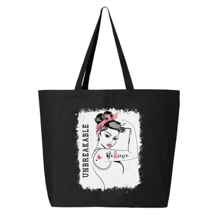 Breast Cancer Survivor October Pink Unbreakable Strong Woman 25L Jumbo Tote