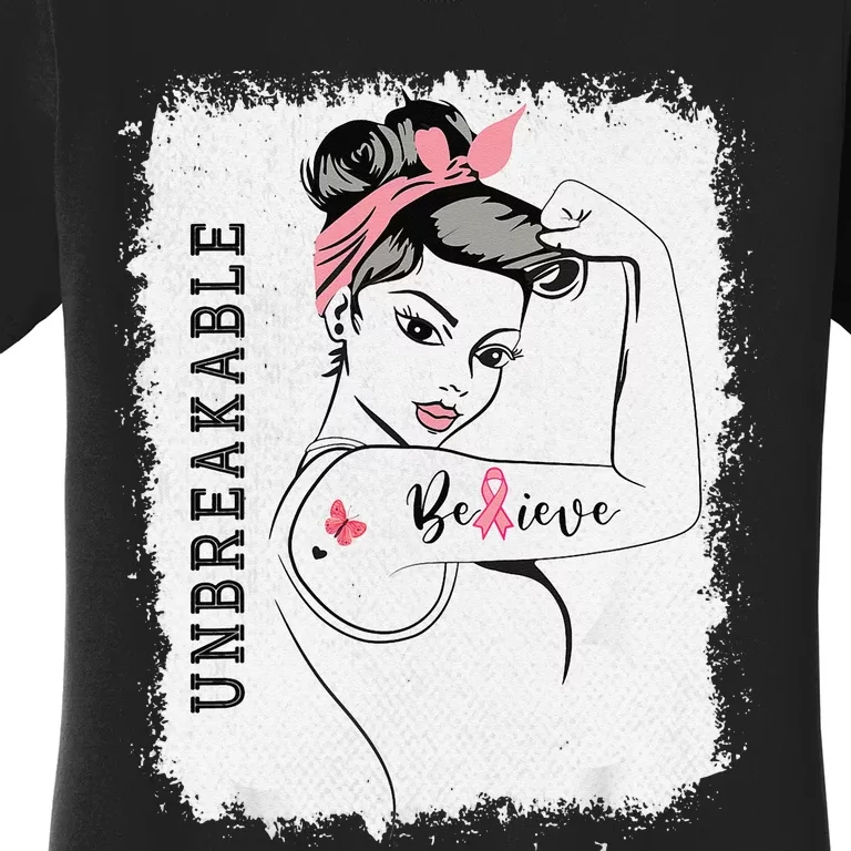 Breast Cancer Survivor October Pink Unbreakable Strong Woman Women's T-Shirt