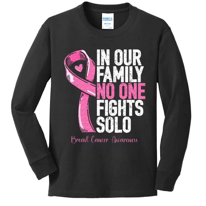 Breast Cancer Support Family Women Breast Cancer Awareness Kids Long Sleeve Shirt