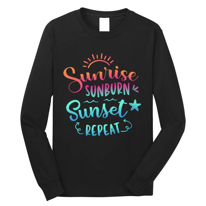 Beach Camping Sunrise Sunburn Sunset Repeat Summer Vacation Long Sleeve Shirt