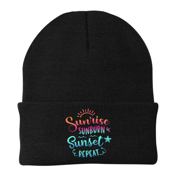 Beach Camping Sunrise Sunburn Sunset Repeat Summer Vacation Knit Cap Winter Beanie