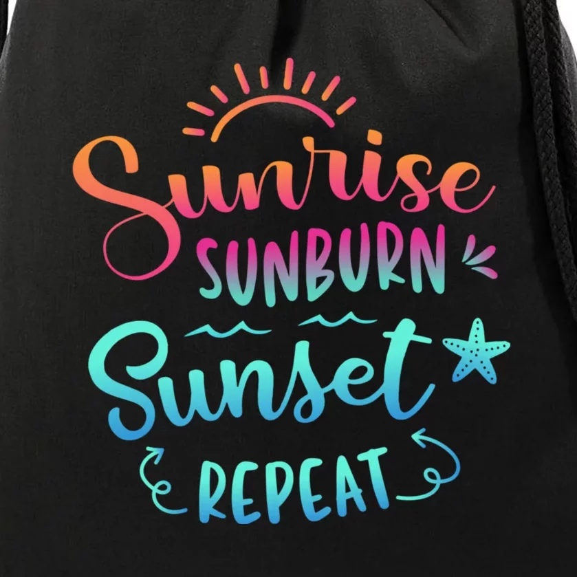 Beach Camping Sunrise Sunburn Sunset Repeat Summer Vacation Drawstring Bag