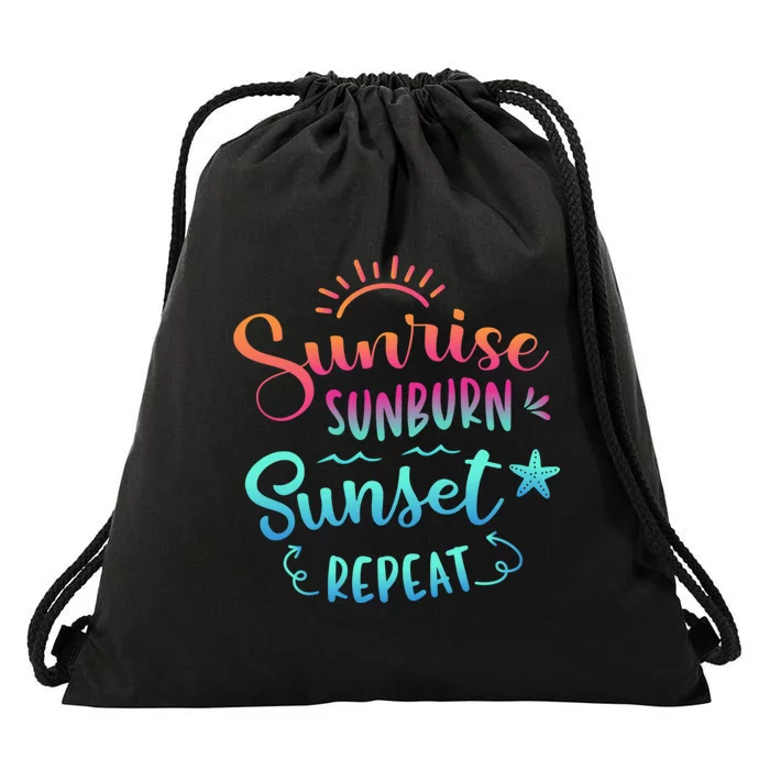 Beach Camping Sunrise Sunburn Sunset Repeat Summer Vacation Drawstring Bag