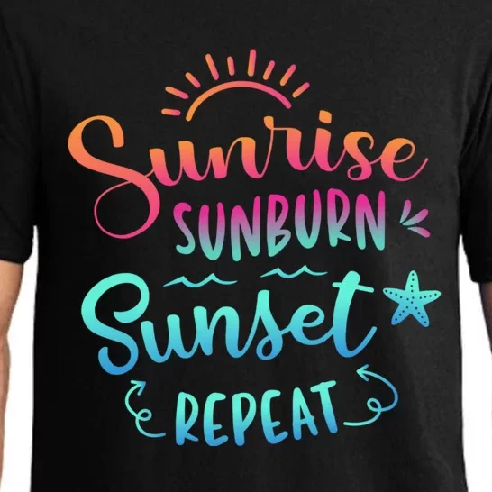 Beach Camping Sunrise Sunburn Sunset Repeat Summer Vacation Pajama Set