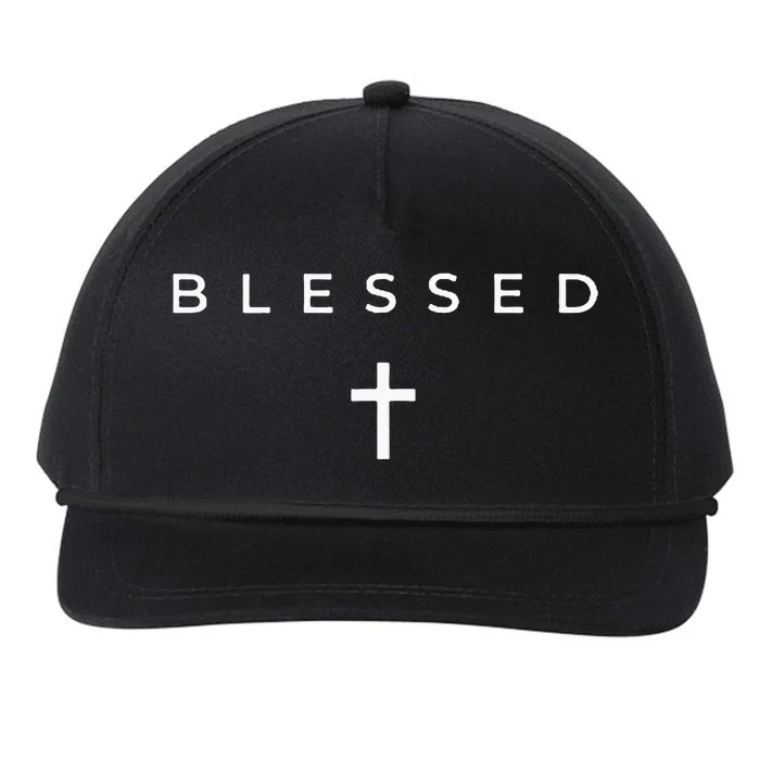 Blessed Cross Subtle Christian Minimalist Religious Faith Snapback Five-Panel Rope Hat