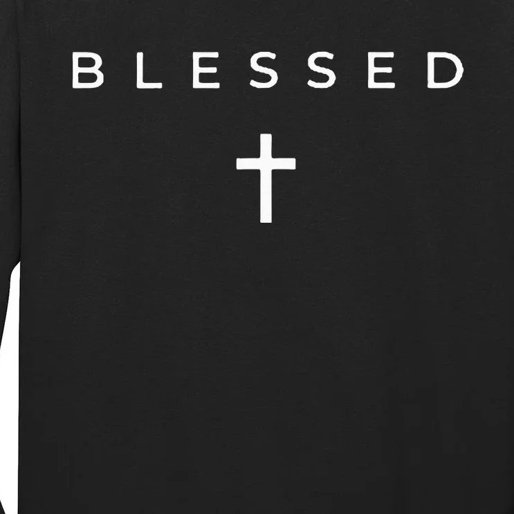 Blessed Cross Subtle Christian Minimalist Religious Faith Tall Long Sleeve T-Shirt