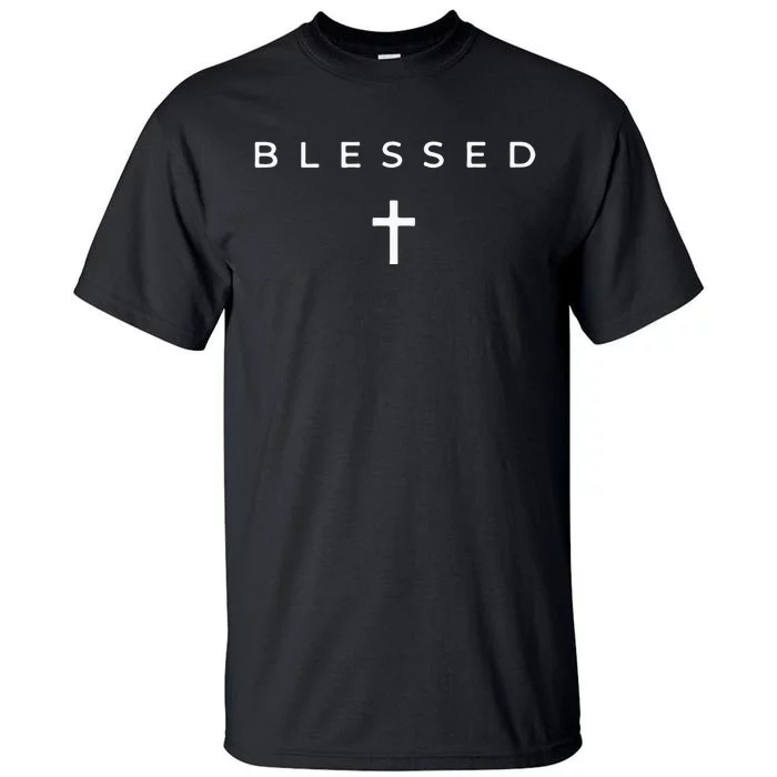 Blessed Cross Subtle Christian Minimalist Religious Faith Tall T-Shirt