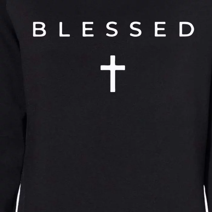 Blessed Cross Subtle Christian Minimalist Religious Faith Womens California Wash Sweatshirt