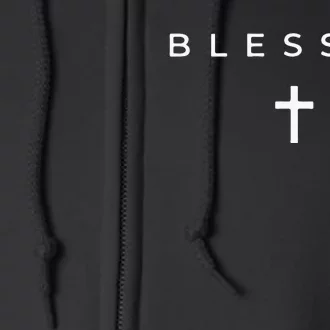 Blessed Cross Subtle Christian Minimalist Religious Faith Full Zip Hoodie