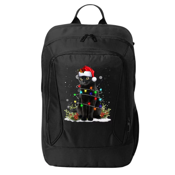 Black Cat Santa Christmas Family Matching Pajamas Xmas City Backpack