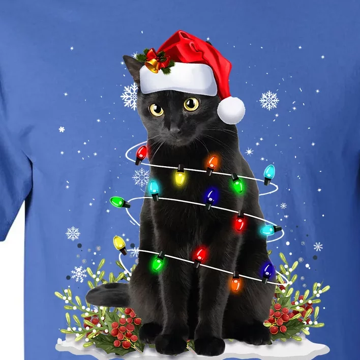 Black Cat Santa Christmas Family Matching Pajamas Xmas Tall T-Shirt