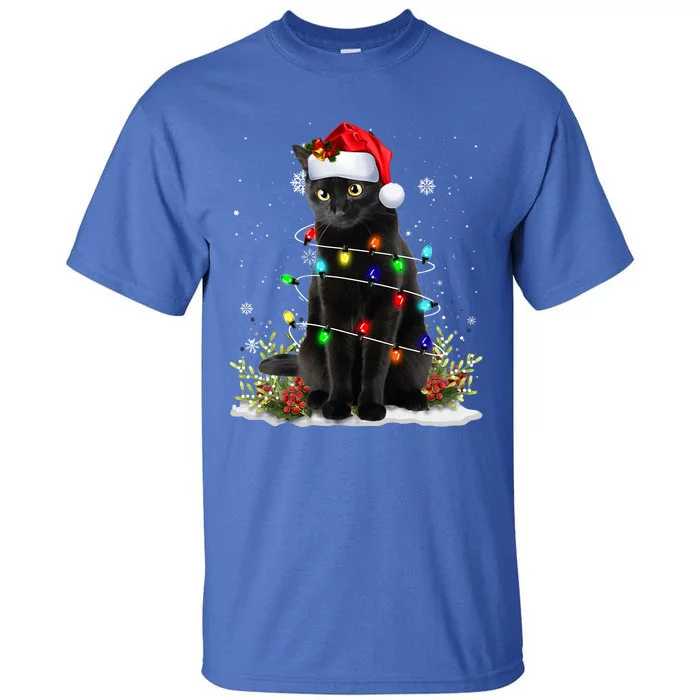 Black Cat Santa Christmas Family Matching Pajamas Xmas Tall T-Shirt