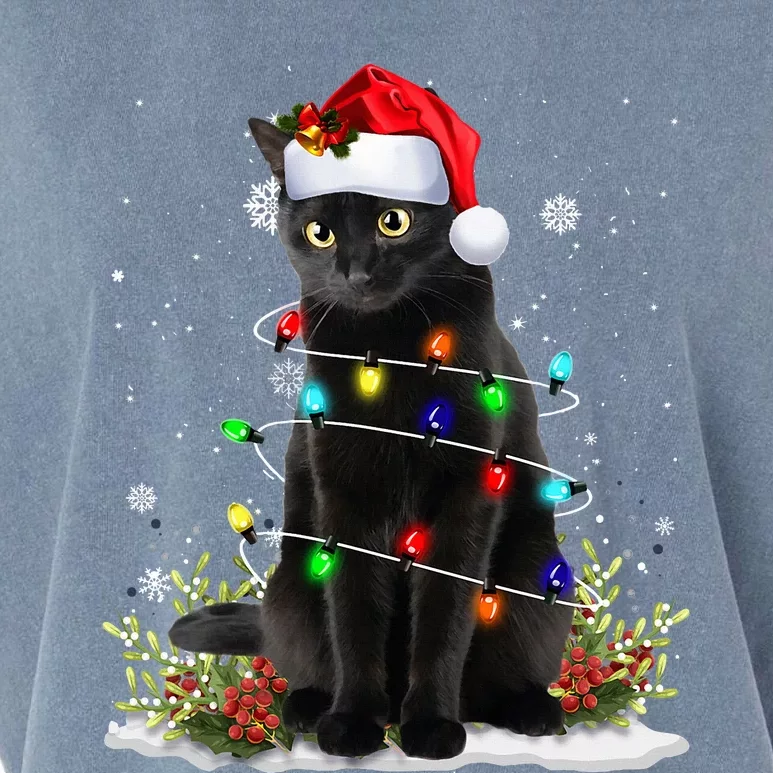 Black Cat Santa Christmas Family Matching Pajamas Xmas Garment-Dyed Women's Muscle Tee