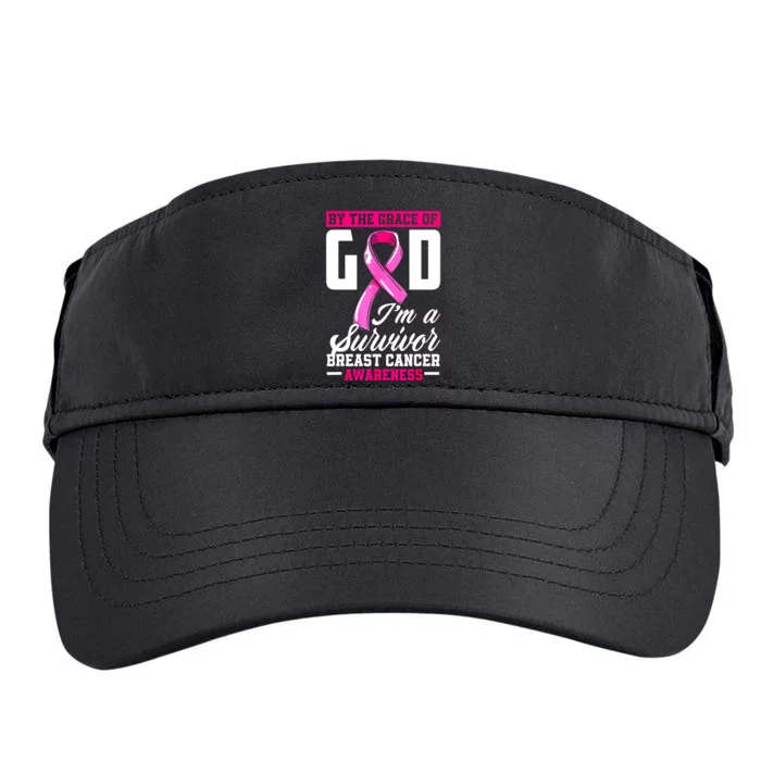 Breast Cancer Survivor Ribbon By The Grace God IM A Survivor Gift Adult Drive Performance Visor