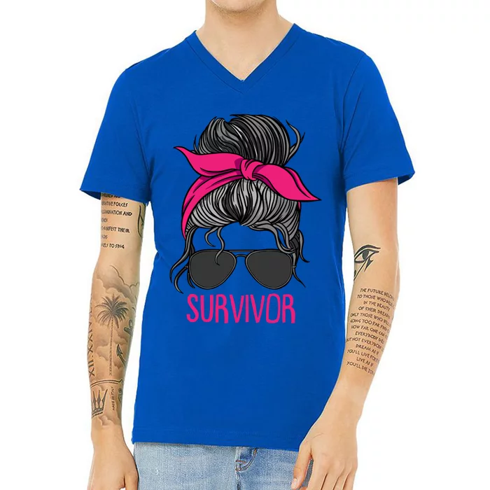 Breast Cancer Survivor Breast Cancer Great Gift V-Neck T-Shirt