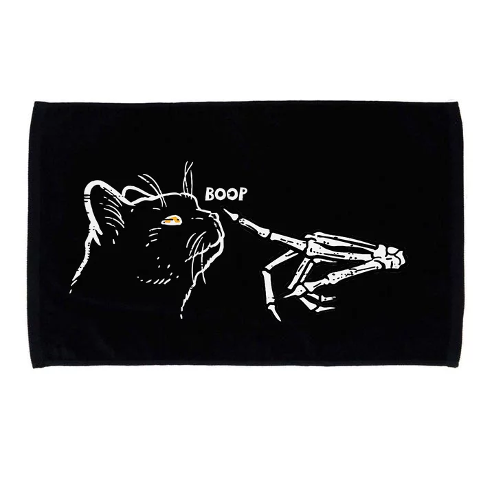 Black Cat Skeleton Hand Boop Halloween Pet Microfiber Hand Towel