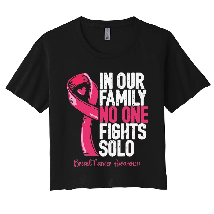 Breast Cancer Support Family Women Breast Cancer Awareness Women's Crop Top Tee