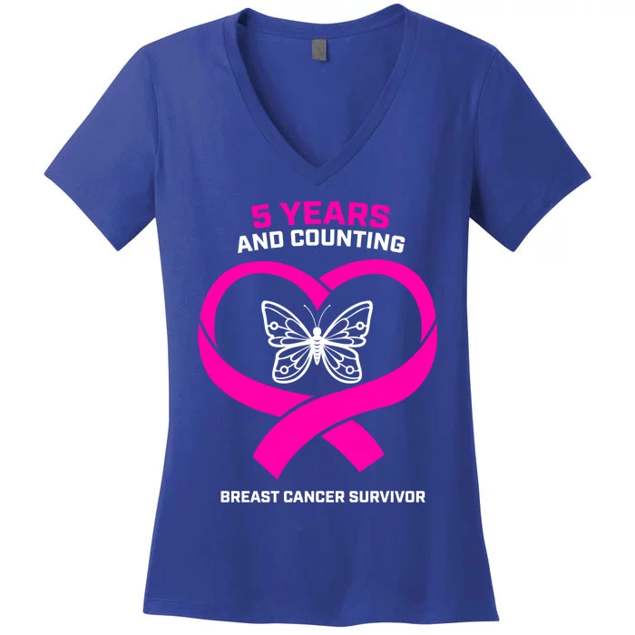 Breast Cancer Survivor Funny Gift Mom Pink Breast Cancer Survivor Gift Women's V-Neck T-Shirt