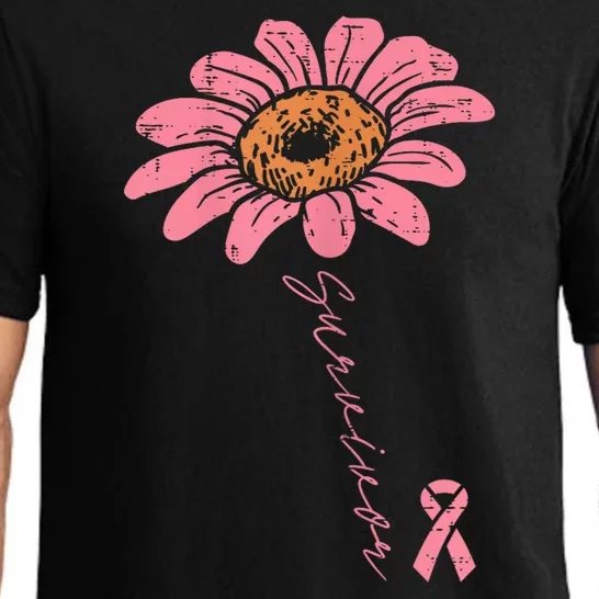 Breast Cancer Sunflower Pin.K Ribbon Survivor Awareness Women Gift Pajama Set