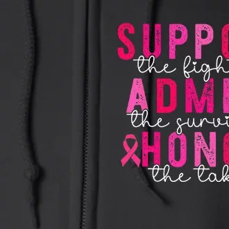 Breast Cancer Support Admire Honor Breast Cancer Full Zip Hoodie