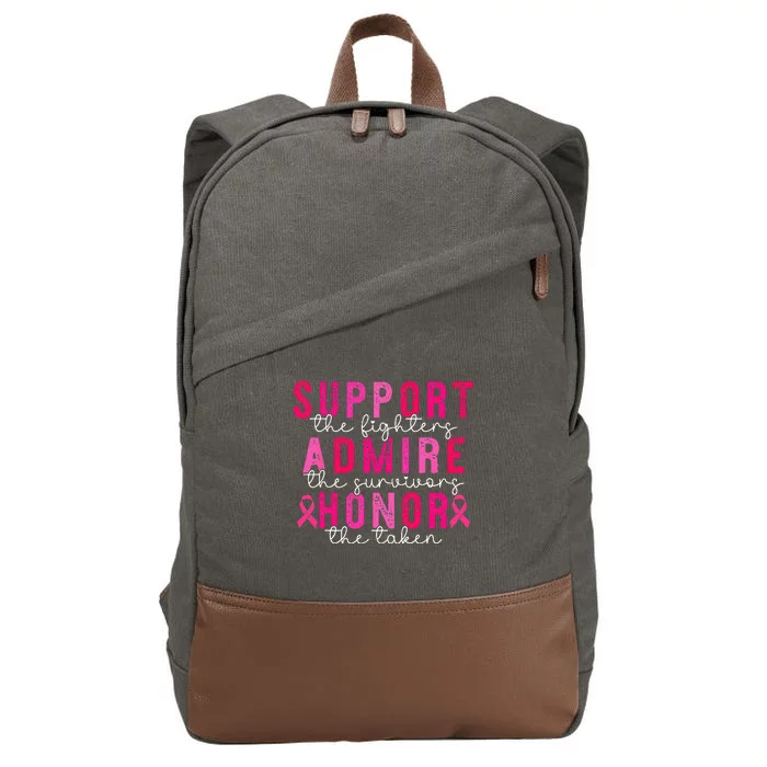 Breast Cancer Support Admire Honor Breast Cancer Cotton Canvas Backpack