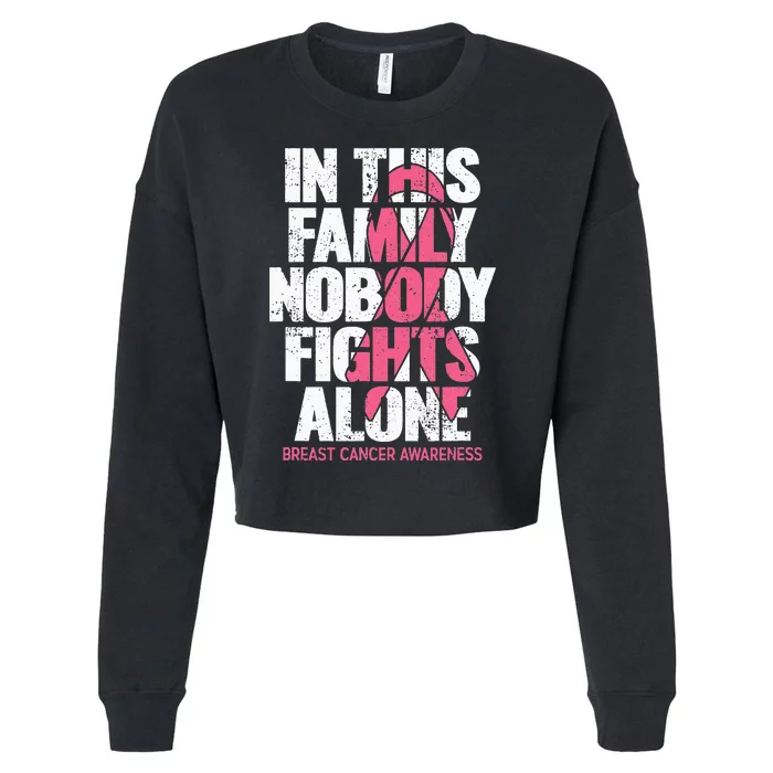 Breast Cancer Support Vintage Family Breast Cancer Awareness Cropped Pullover Crew