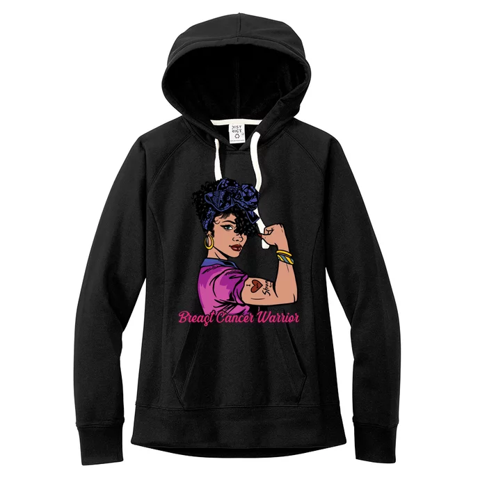 Breast Cancer Strong Warrior Latina Girl Unbreakable Gift Women's Fleece Hoodie