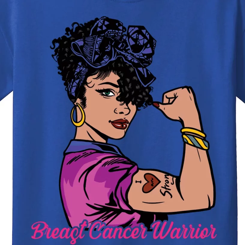 Breast Cancer Strong Warrior Latina Girl Unbreakable Gift Kids T-Shirt