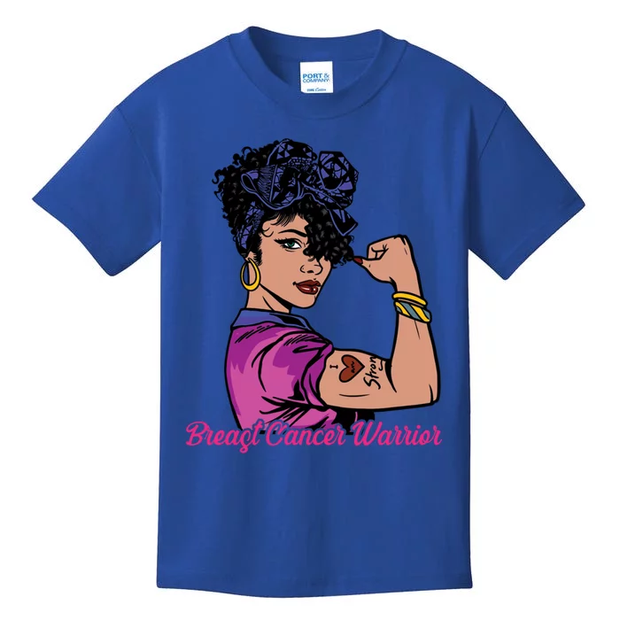 Breast Cancer Strong Warrior Latina Girl Unbreakable Gift Kids T-Shirt