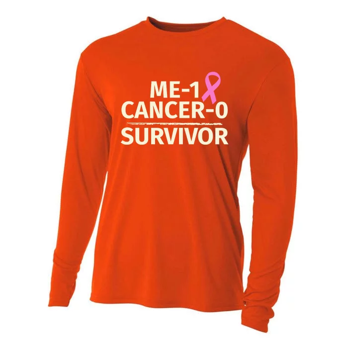 Breast Cancer Survivor Funny Gift Me 1 Cancer 0 Pink Ribbon Cooling Performance Long Sleeve Crew