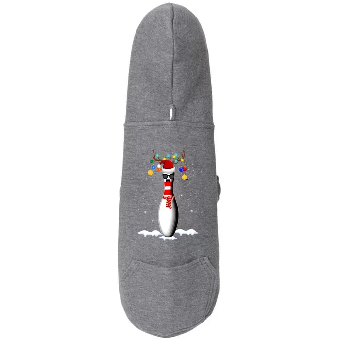 Bowling Christmas Santa Hat Xmas Bowling Gift Doggie 3-End Fleece Hoodie