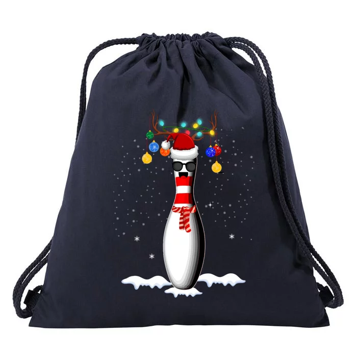 Bowling Christmas Santa Hat Xmas Bowling Gift Drawstring Bag