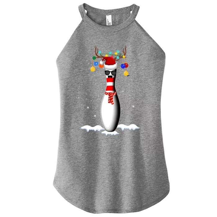 Bowling Christmas Santa Hat Xmas Bowling Gift Women’s Perfect Tri Rocker Tank