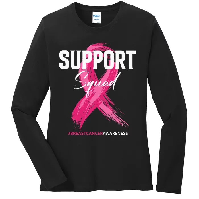 Breast Cancer Support Squad Breast Cancer Awareness Ladies Long Sleeve Shirt