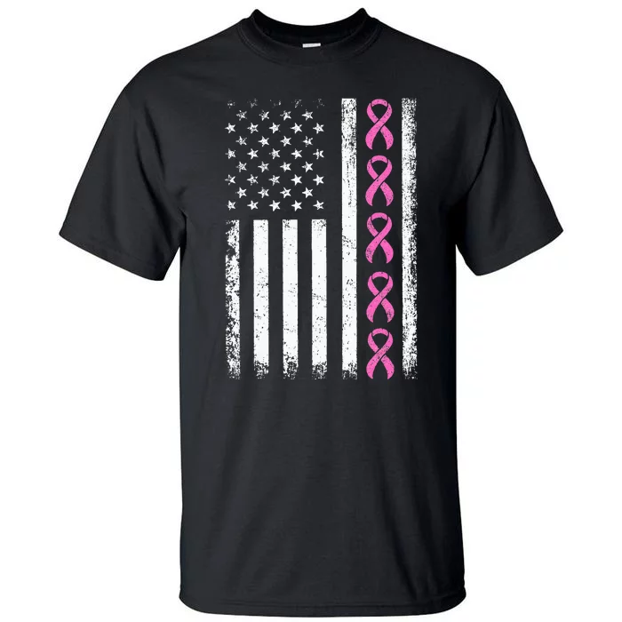 Breast Cancer s American Flag Breast Cancer Awareness Tall T-Shirt