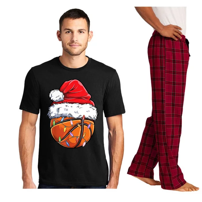 Basketball Christmas Santa Hat Funny Basketball Xmas Gift Pajama Set