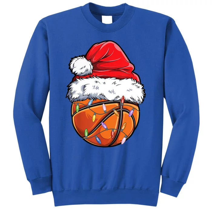 Basketball Christmas Santa Hat Funny Basketball Xmas Gift Tall Sweatshirt