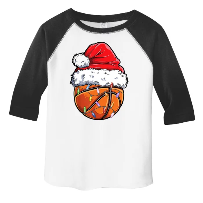 Basketball Christmas Santa Hat Funny Basketball Xmas Gift Toddler Fine Jersey T-Shirt