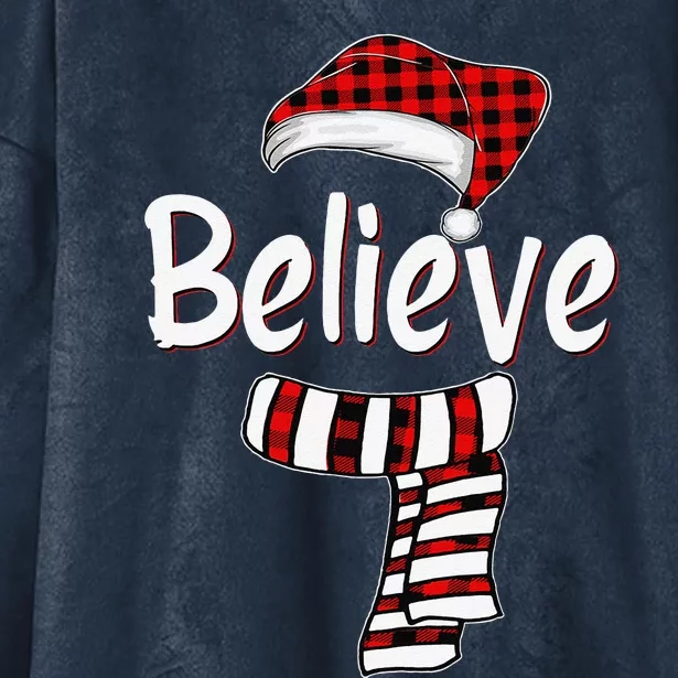 Believe Christmas Santa Claus Red Plaid Believe Santa Hooded Wearable Blanket