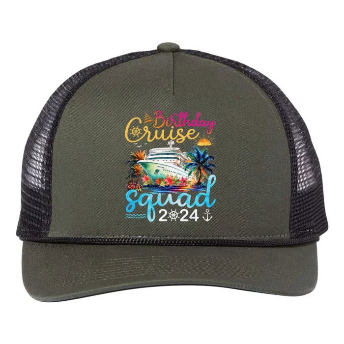 Birthday Cruise Squad 2024 Cruise Birthday Party Vacation Retro Rope Trucker Hat Cap